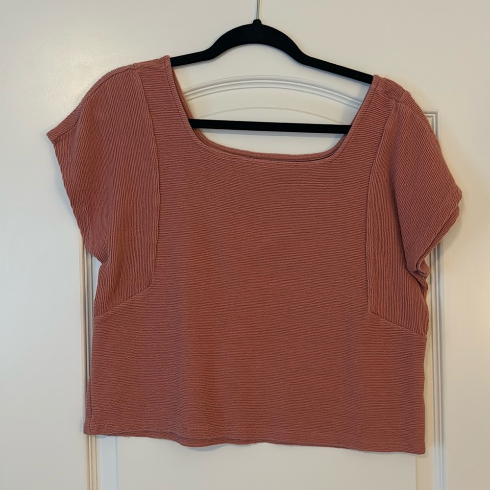 Madewell Size M | Salmon Pink Textured Short Sleeve Top